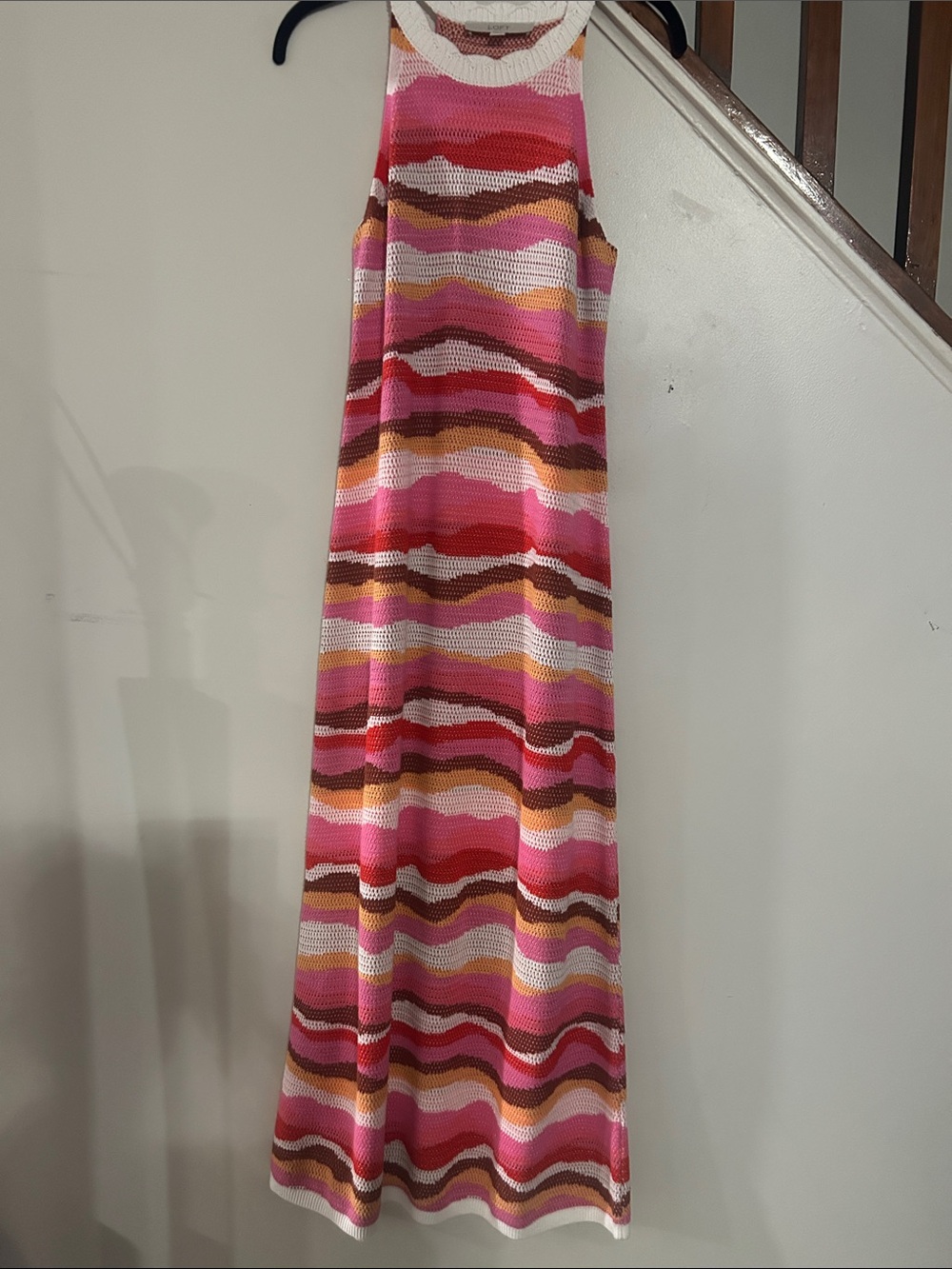 LOFT Multi-Stripe Pink, Brown & Cream Sleeveless Maxi Dress Skirt